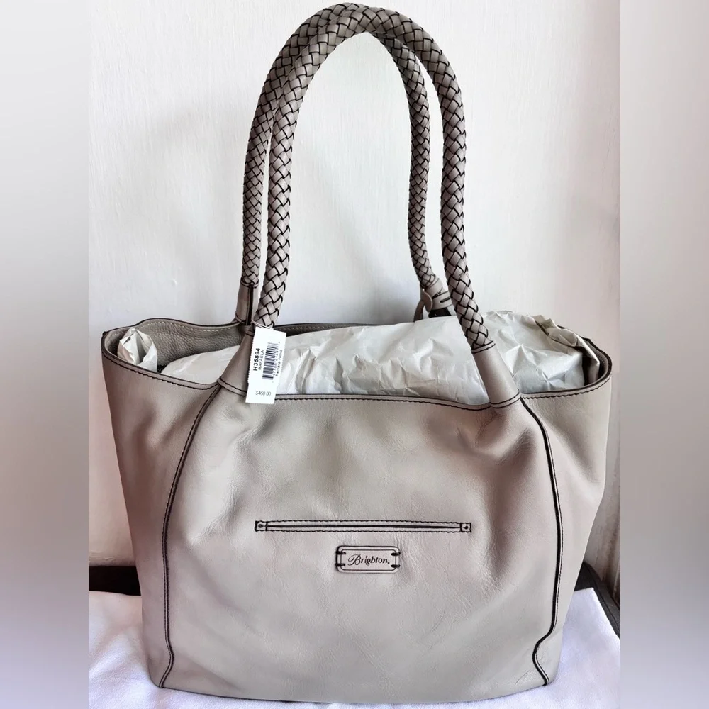 Brighton NWT Ferrara Nova Rafaela Beachwood Soft Leather Tote Boho Chic - Picture 2 of 16